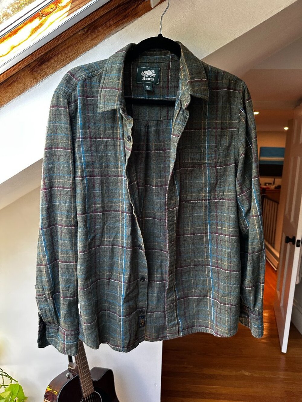 Roots Canada Plaid Flannel Button-Down Shirt Women's M